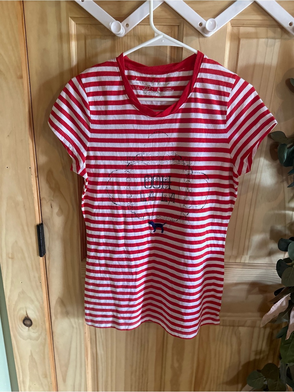 Women’s Victoria secret new no tags Red & White Striped Short-Sleeve Tee